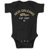 Retro Pennant Baby Apparel For New Orleans Football Fans (Nb-7T) (Black Onesie, 12 Months)