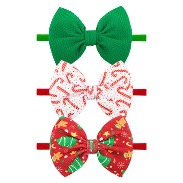 Yanjie Christmas Bows For Baby Girls Christmas Tree Candy Cane Headbands Gingerbread Toddler Newborn Bows Red Green White Christ