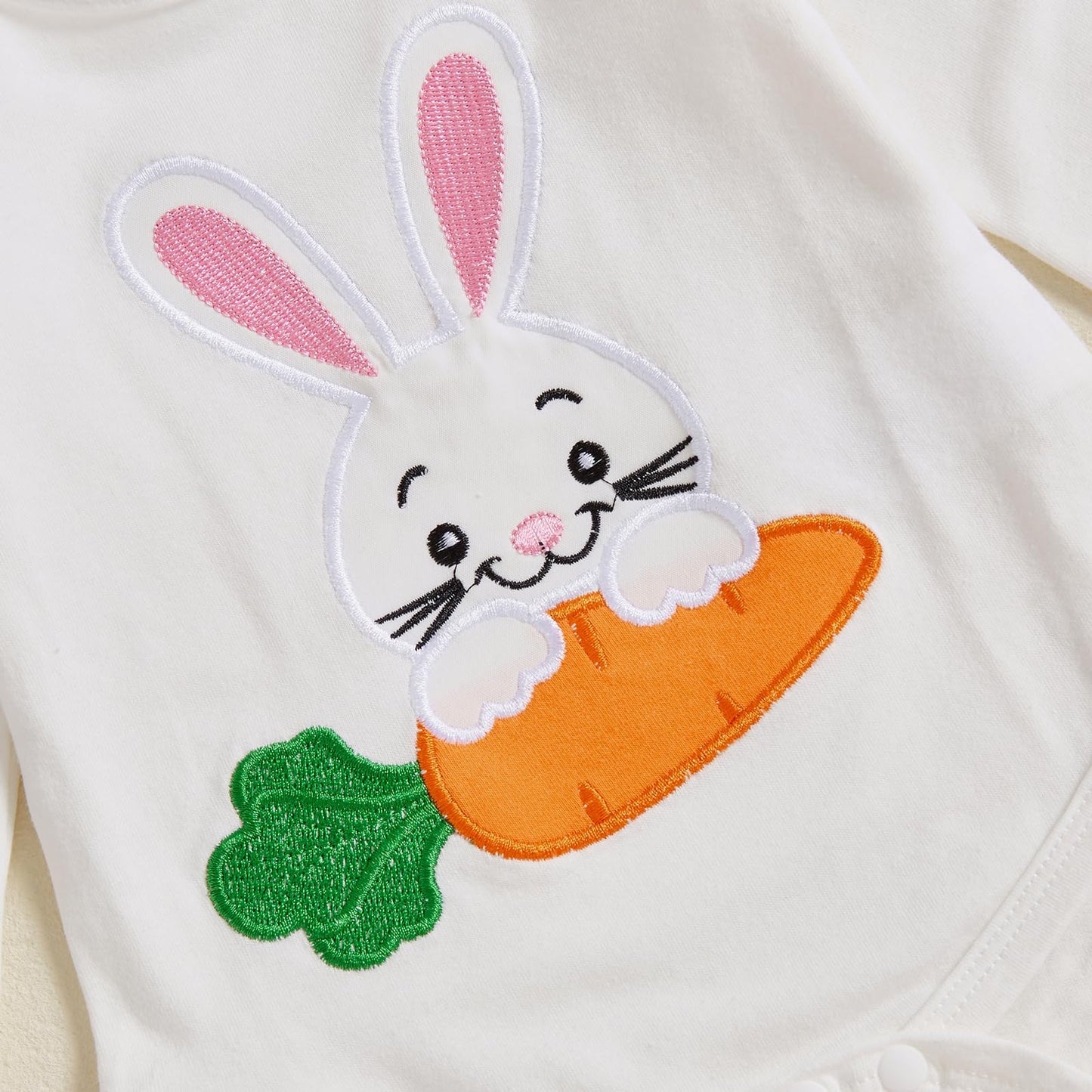 Beqeuewll Newborn Baby Girl Easter Outfit Bunny Clothes Long Sleeve Romper+Bloomers Tutu Skirt+Socks+Headband 4Pcs (Carrots Bunn