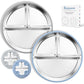 Bakpoco 8 Stainless Steel Toddler Plates with Suction, Divided Plates with Removable Silicone Sleeves for Baby, Non Toxic & BPA 