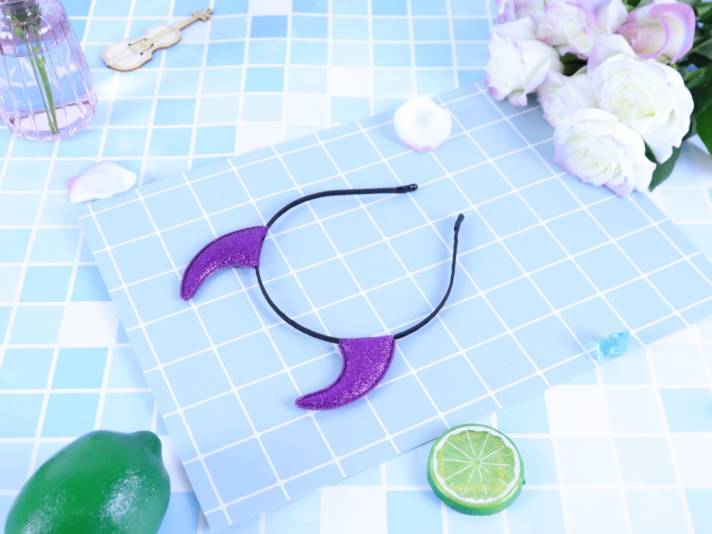 Bonnie Z. Leonardo Glitter Devil Horns Headband Black