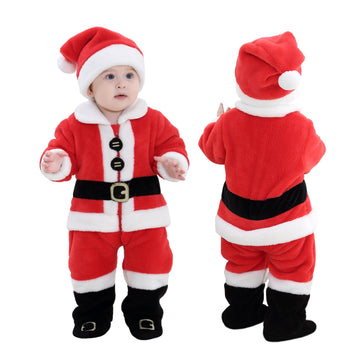 Tonwhar Unisex Baby Santa Clause Costume Kids & Toddlers Winter Hooded Rompers Jumpsuits(3-4 T)