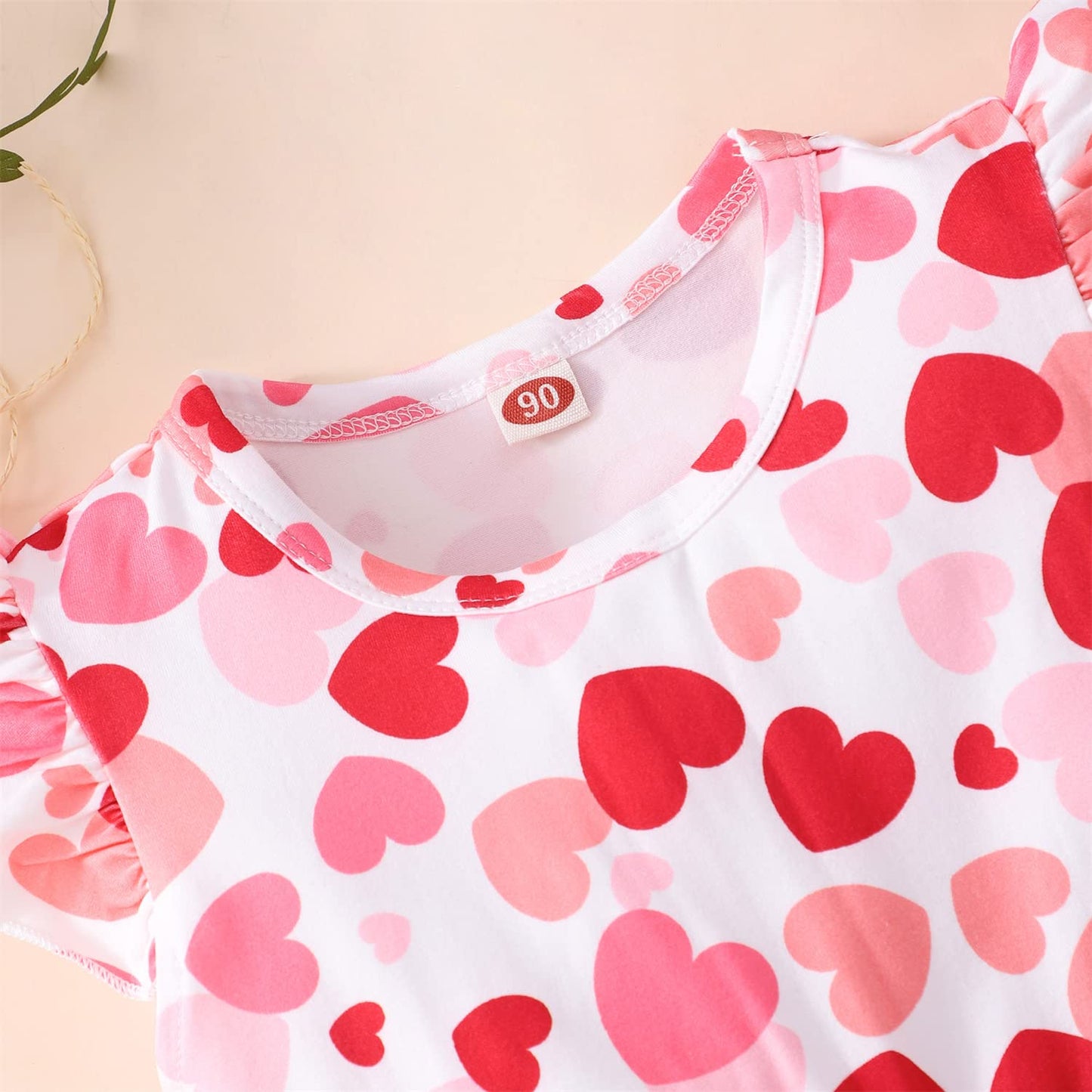 Nubeehoho Baby Girls Dress Ruffled Sleeve Pink Heart Print Summer Dresses Toddler Birthday Sundress Valentine'S Day Outfits 5-6