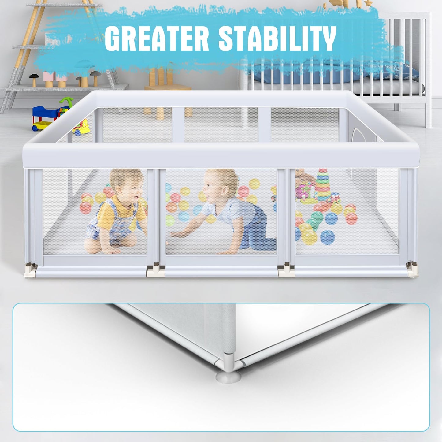 Baby Playpen 74 'X50 ' Play Pens For Babies And Toddlers, Large Play Yards For Indoor & Outdoor With Zipper Gates, Breathable