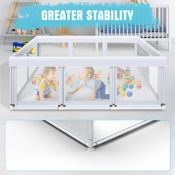 Baby Playpen 74 'X50 ' Play Pens For Babies And Toddlers, Large Play Yards For Indoor & Outdoor With Zipper Gates, Breathable