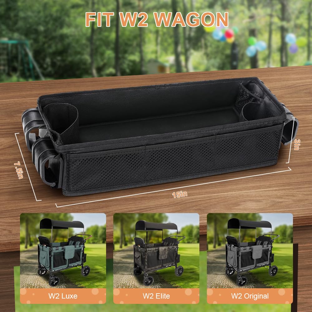 Stroller Snack Tray For Wonderfold Wagon, Thickened Waterproof Faux Leather Wagon Accessories, Comes With Cup Holder And Storage