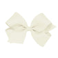 Wee Ones Girls' Classic Grosgrain Hair Bow With Plain Wrap Center On A Weestay Hair Clip, Handmade, Medium Sized Bow, Antique Wh