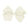 Wee Ones Girls' Classic Grosgrain Hair Bow With Plain Wrap Center On A Weestay Hair Clip, Handmade, Medium Sized Bow, Antique Wh