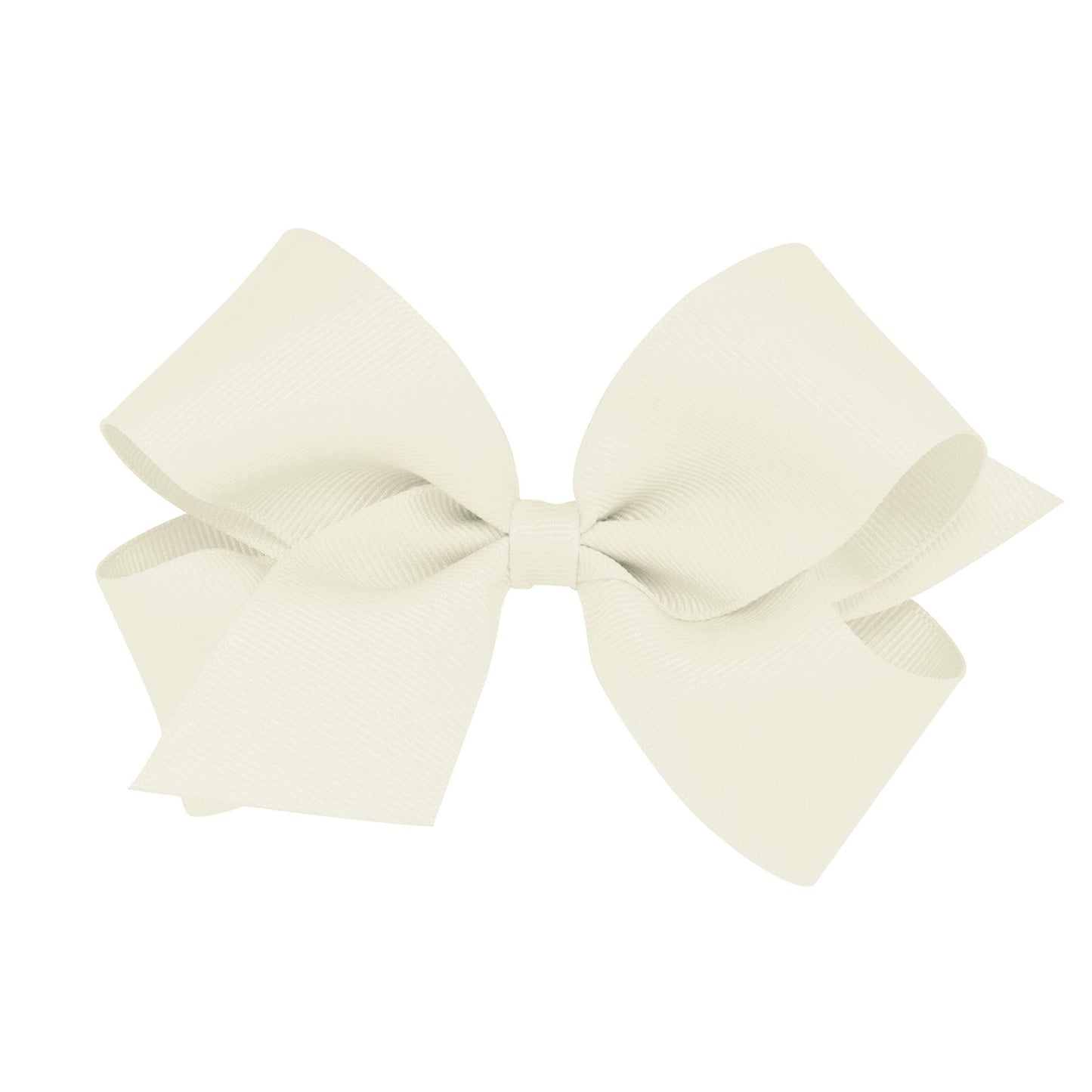 Wee Ones Girls' Classic Grosgrain Hair Bow With Plain Wrap Center On A Weestay Hair Clip, Handmade, Medium Sized Bow, Antique Wh
