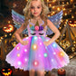 Genafy Girls Unicorn Sparkly Dress Light Up Halloween Christmas Decorations Birthday Party Princess Outfit Kids 3 4 Year Old Gir