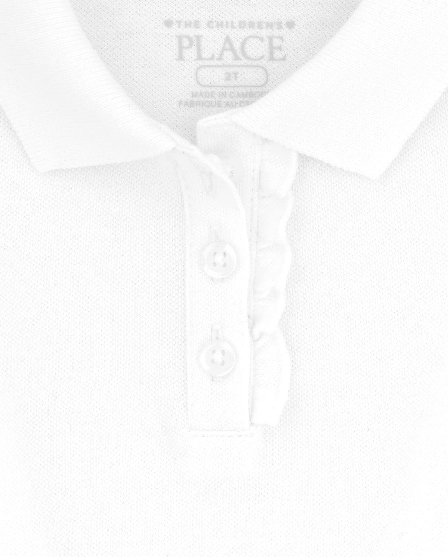 The Children'S Place Baby Girls And Toddler Girls Long Sleeve Ruffle Pique Polo, White, 2T