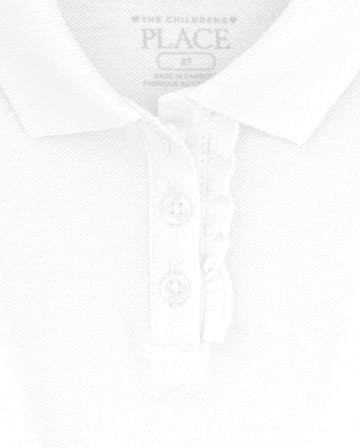 The Children'S Place Baby Girls And Toddler Girls Long Sleeve Ruffle Pique Polo, White, 2T
