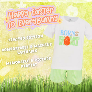 Unique Baby Boys Born To Hunt Easter Eggs Outfit (7, Green)