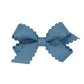 Wee Ones Girls' Classic Grosgrain Hair Bow With Scalloped Edges And Plain Wrap Center On A Weestay Hair Clip, Mini, Denim