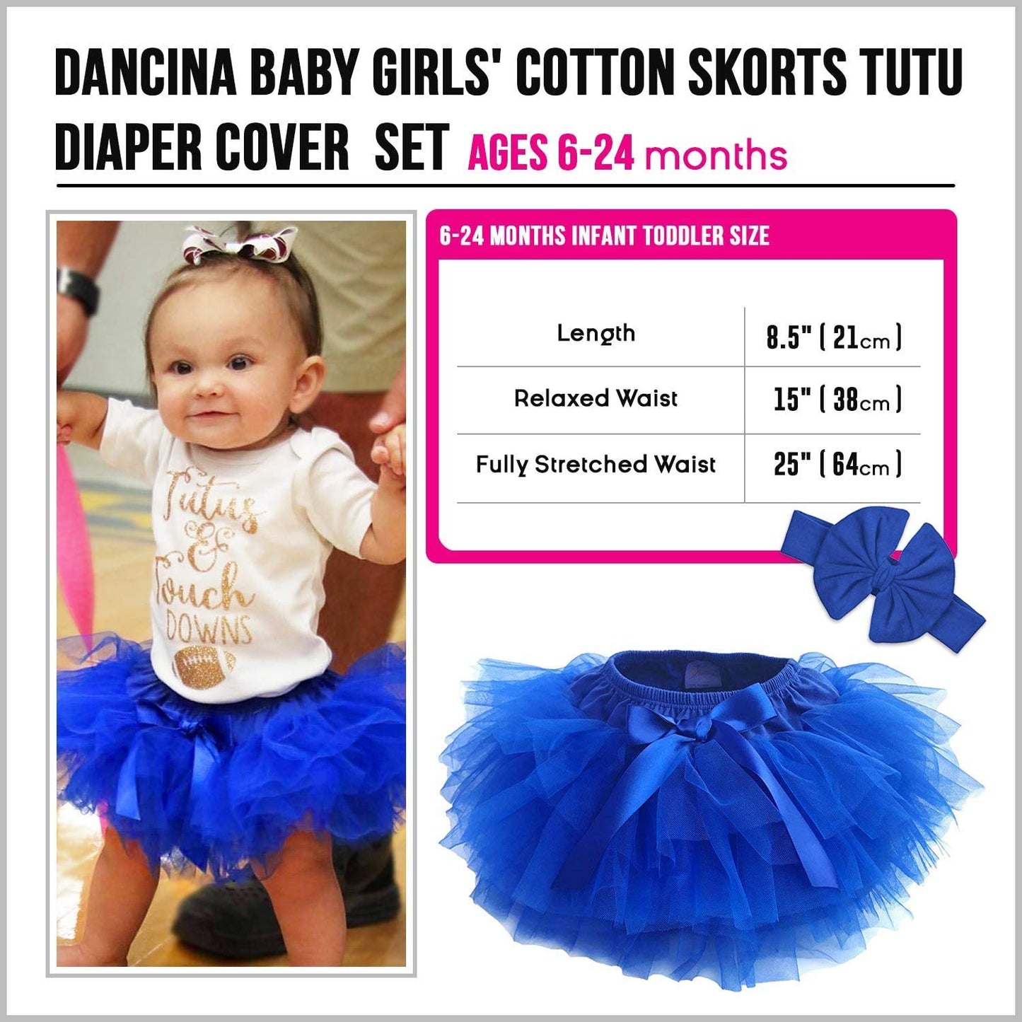 Dancina Baby Bloomer Romper Tutu Skirt Ages 6-24 Months Hotpink