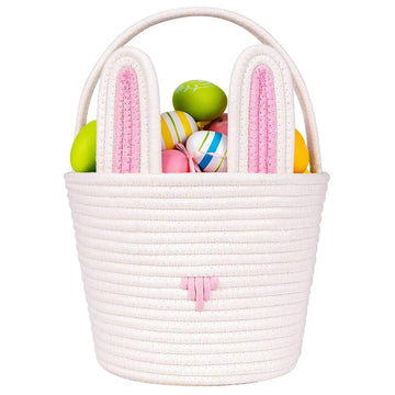 Poschnor Easter Gift Basket Empty With Gift Bags And Ribbons, Easter Bunny Basket, Small Woven Rope Baskets For Organizing, Bask