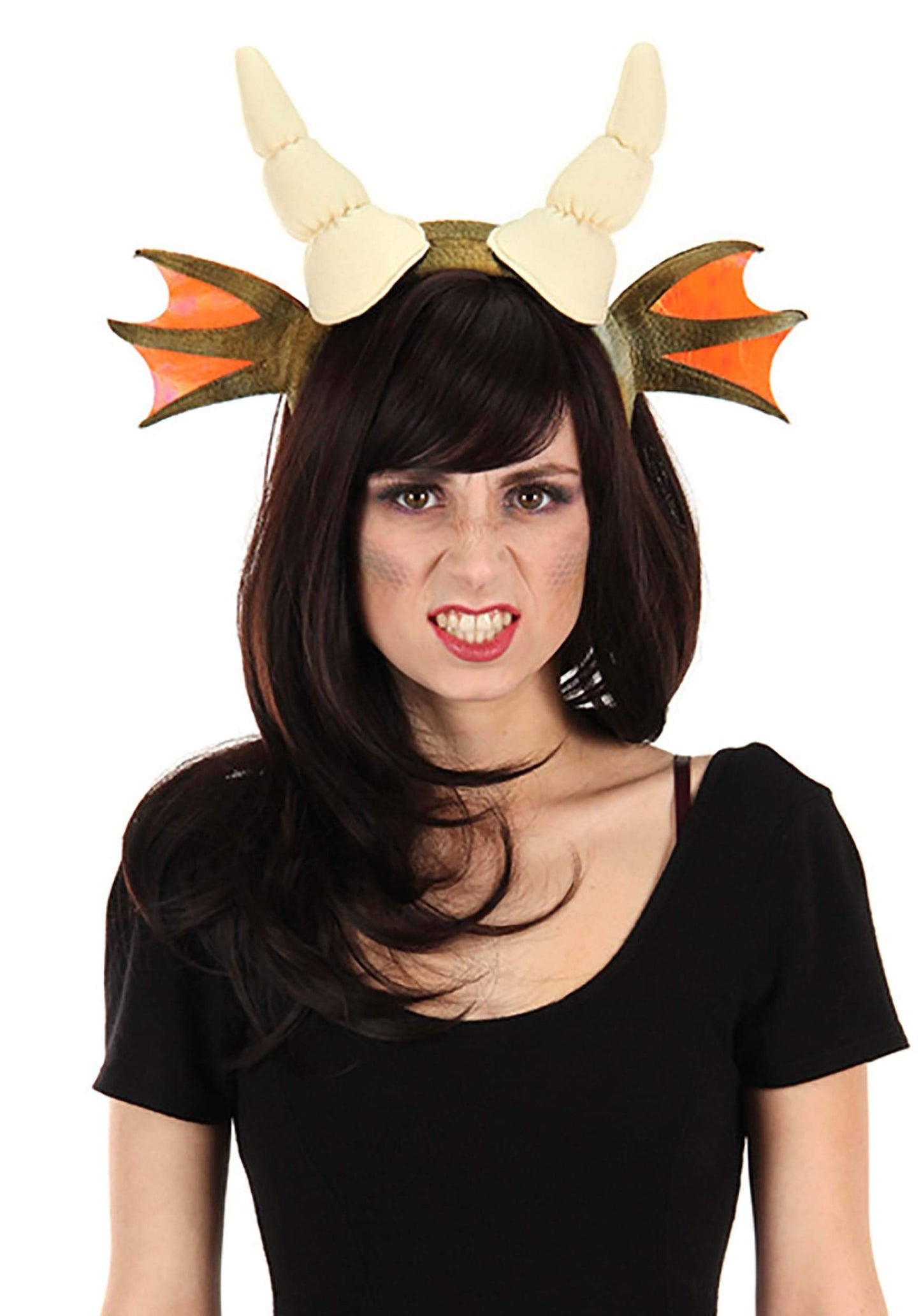 Elope Dragon Horns Costume Headband - Sculpted & Filled Horns & Iridescent Wings Sewn To Sides, Accessory