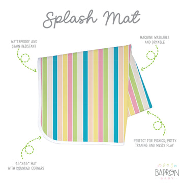 Bapronbaby Rainbow Stripes Splash Mat - Waterproof Catch-All For Under High Chairs, Floors, Tables, Playtime Or Arts & Crafts -