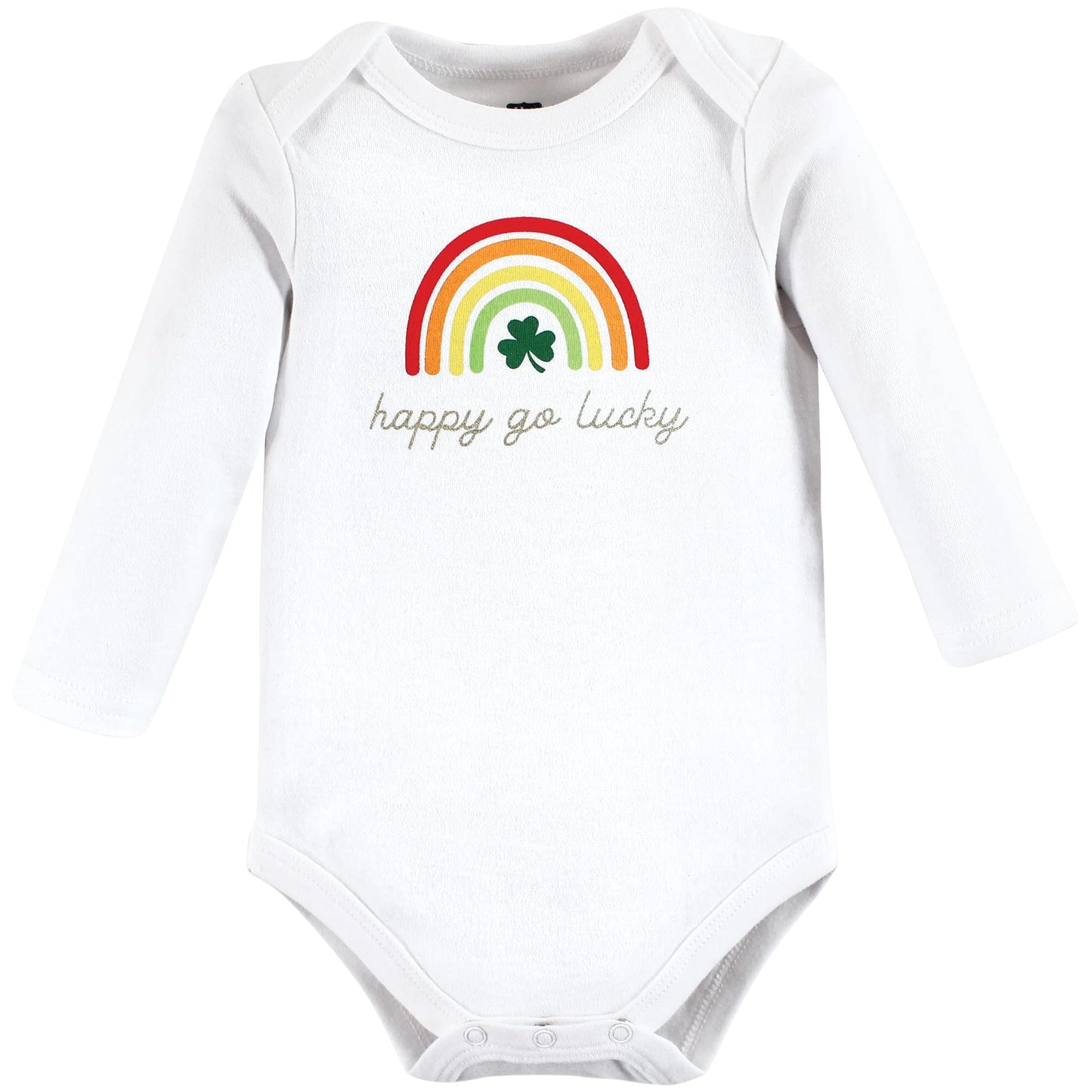 Hudson Baby Unisex Baby Cotton Long-Sleeve Bodysuits St Patricks Rainbow, 6-9 Months