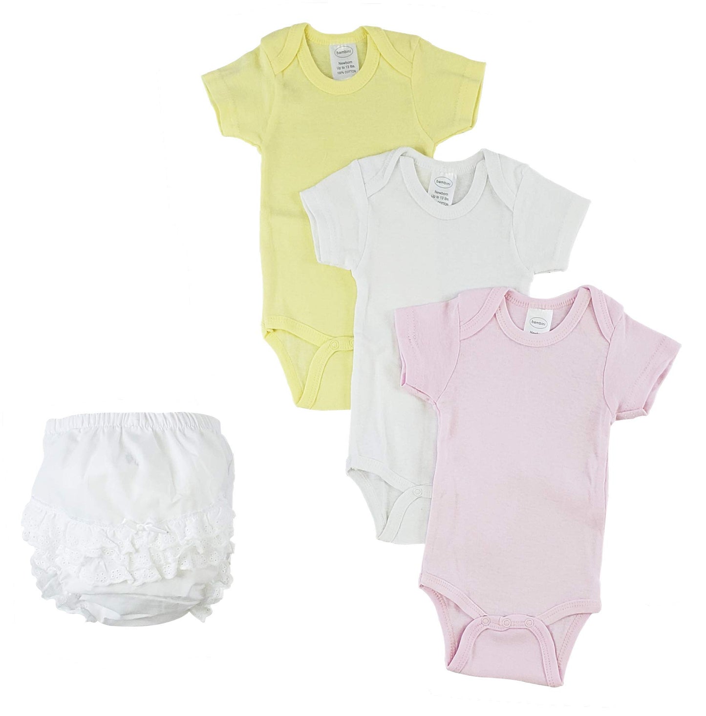 Bambini White Girl'S Onezies And Fancy Pants Underwear