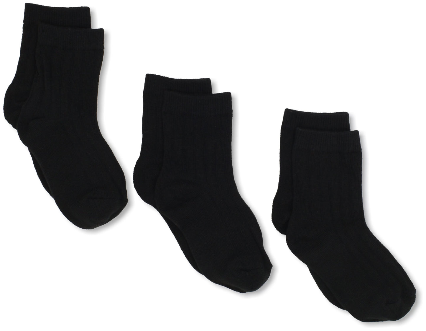 Jefferies Socks Little Boys' Rib Crew Socks 3 Pair Pack, Black, Toddler