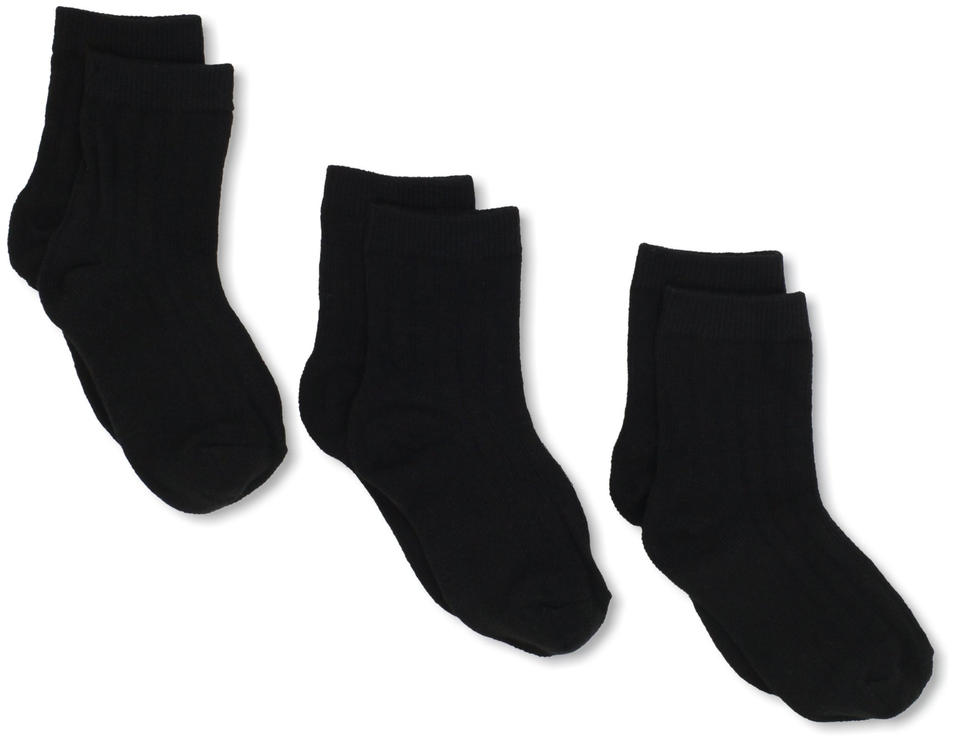 Jefferies Socks Little Boys' Rib Crew Socks 3 Pair Pack, Black, Toddler