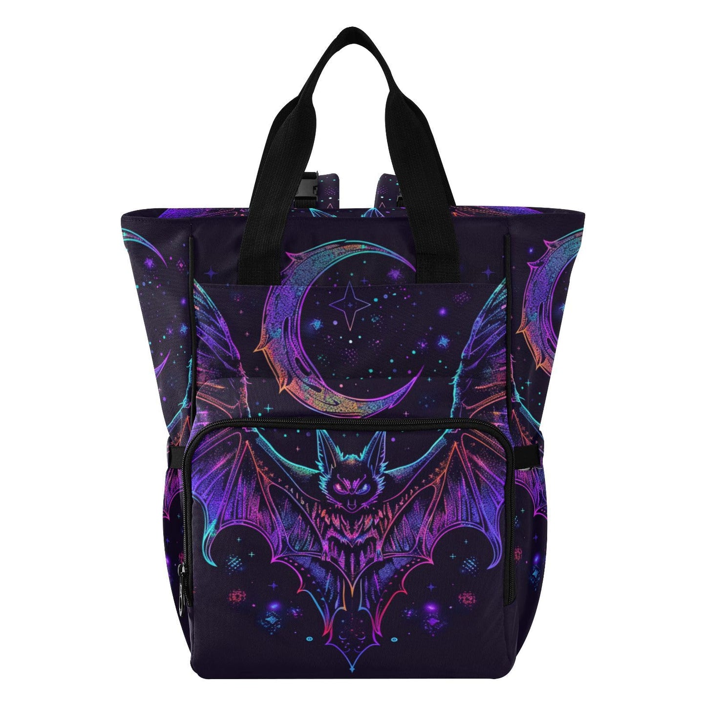 senya Diaper Bag Backpack, Neon Bat Crescent Multifunction Travel Bag for Moms Dads
