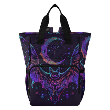 senya Diaper Bag Backpack, Neon Bat Crescent Multifunction Travel Bag for Moms Dads