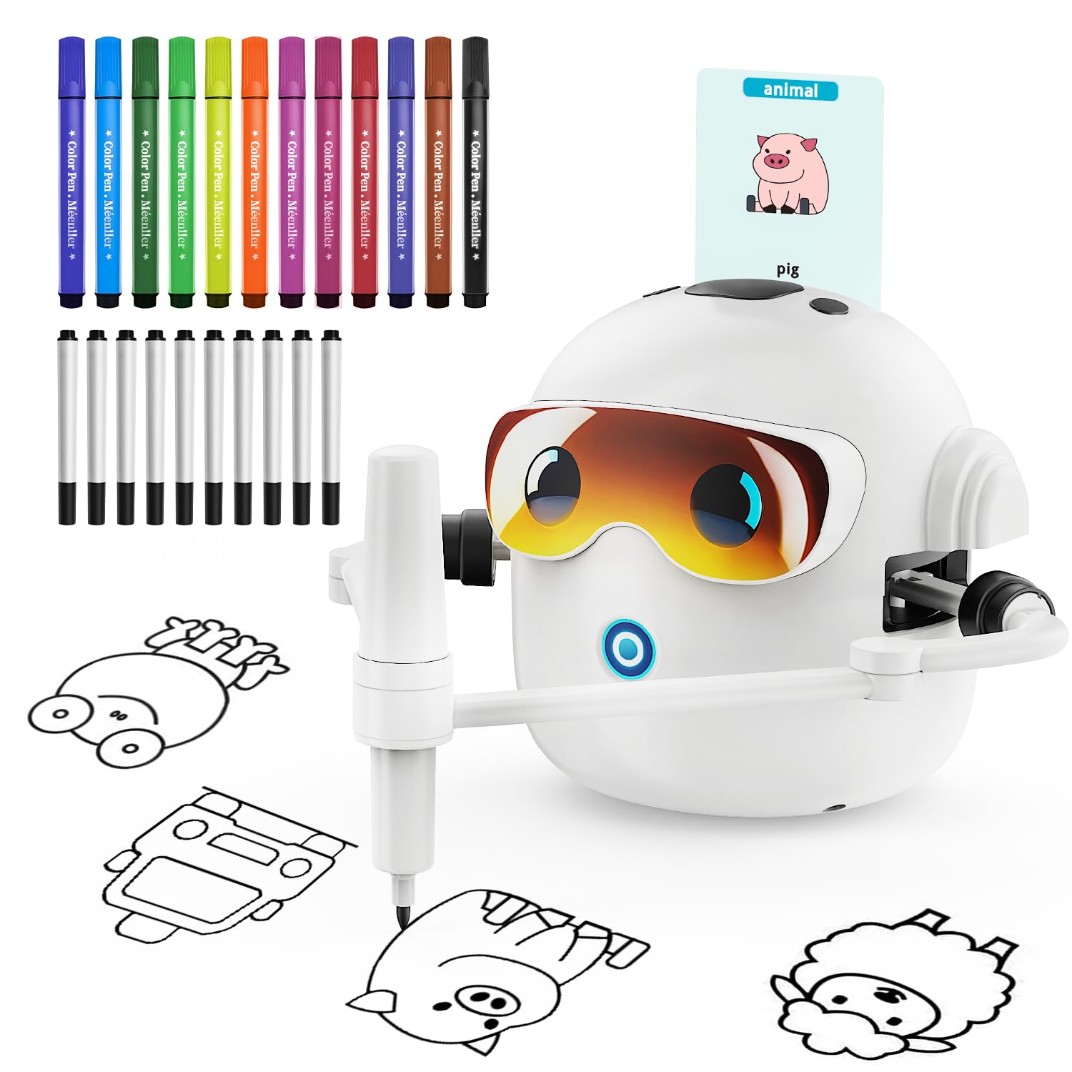 Ytcx.Tech Drawing Robot for Kids, Interactive Montessori Educational Drawing Machine with 100 Cards, Smart Painting Learning Rob