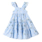Younger Tree Toddler Girls Outfits Floral Flutter Sleeve Princess Dress Summer Clothes Line Skirts For Girls(12-18 Months,Blue F
