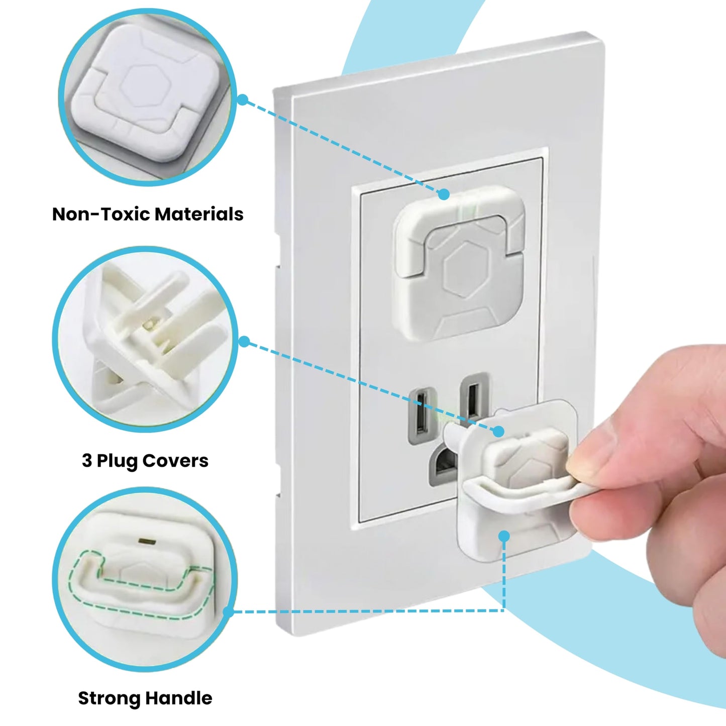30 Pack Outlet Covers Baby Proofing With Pull Handle- Plug Covers Baby Proofing- White Baby Proof Outlet Covers 3 Prong Child Pr