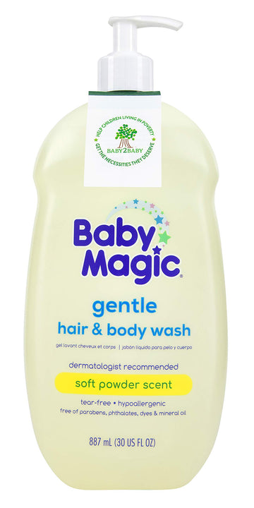Baby Magic Gentle Hair & Body Wash, Soft Powder Scent, 30 Fl Oz, Pack Of 4, With Nourishing Calendula And Coconut Oil
