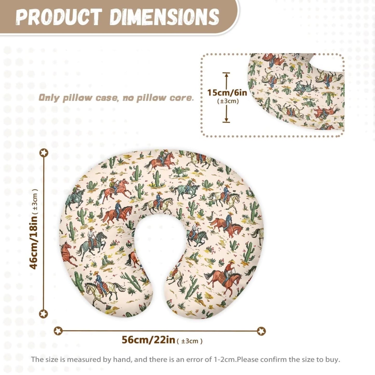 Tongluoye Western Cow Boy Horse Nursing Pillow Cover For Baby Girl Boy Removable Covers For Breastfeeding Pillows Stretchy Breas