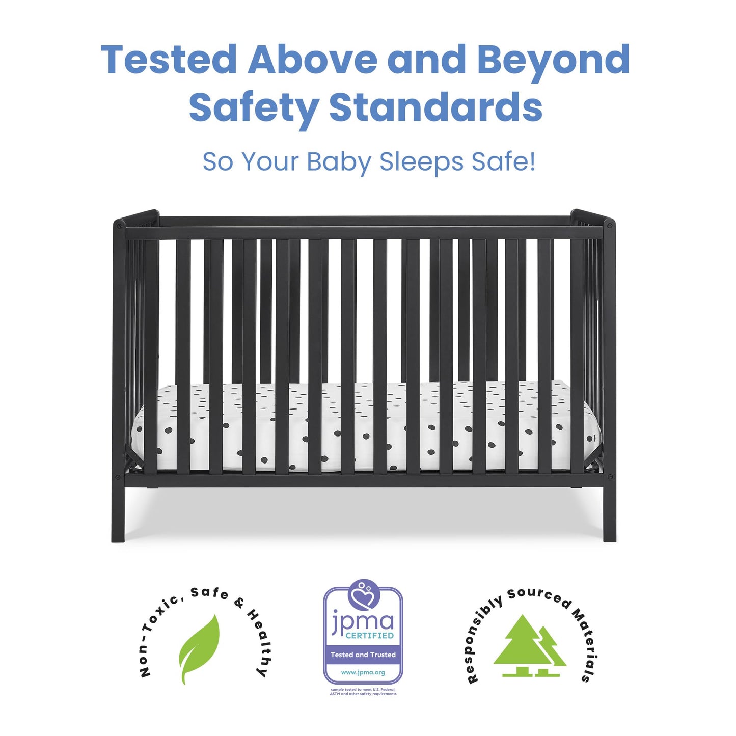 Delta Children Heartland 4-In-1 Convertible Crib, Black