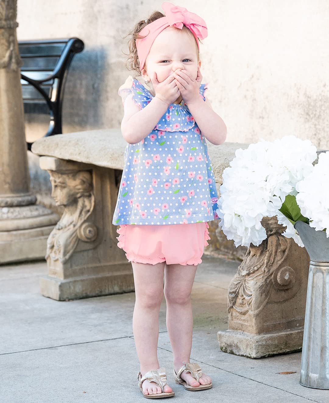 Rufflebutts Baby/Toddler Girls Baby Pink Knit Ruffle Nappy Cover - 2T/3T