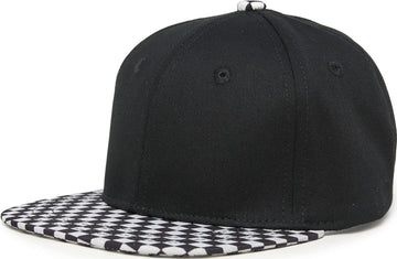 Funky Junque Toddler Flat Brim Trucker Hat - Checker Brim - Black (S - 12-24 Months)