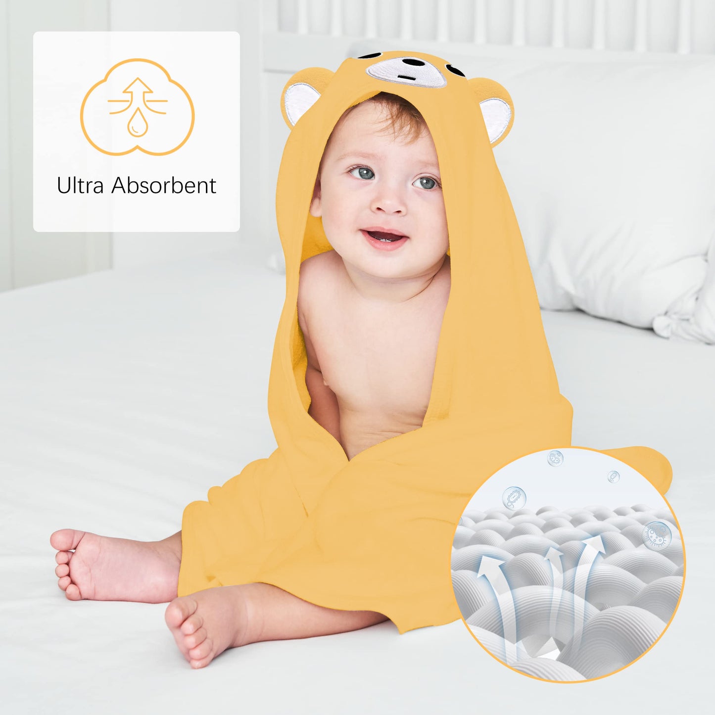 Lovely Care 3 Pack Baby Hooded Bath Towel with 24 Count Washcloth Sets for Newborns Infants & Toddlers, Boys & Girls - Baby Regi