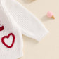 Toddler Baby Girl Valentines Day Outfit Little Love Heart Knit Sweater Long Sleeve Crewneck Pullover Fall Cute Top (White Little