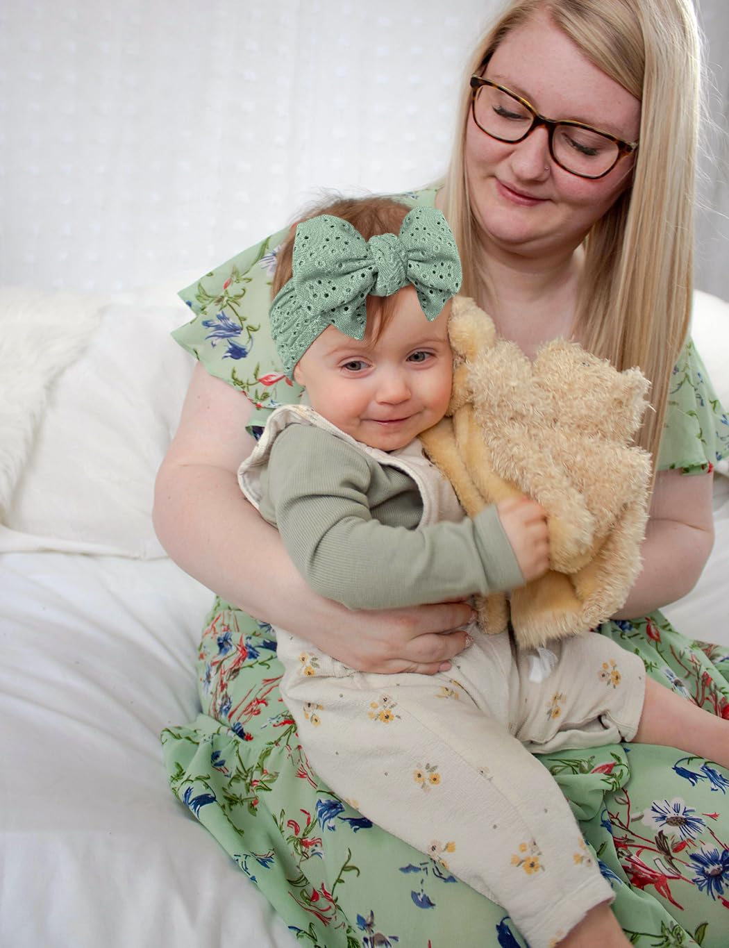 Zurlefy Stretchy Baby Girl Headbands Bows, Infant Headband Bows For Baby Bonnet Newborn Head Wraps Toddler Unisex (03H-17)