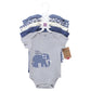 Touched By Nature Unisex Baby Organic Cotton Bodysuits, Blue Peanut, 3-6 Months