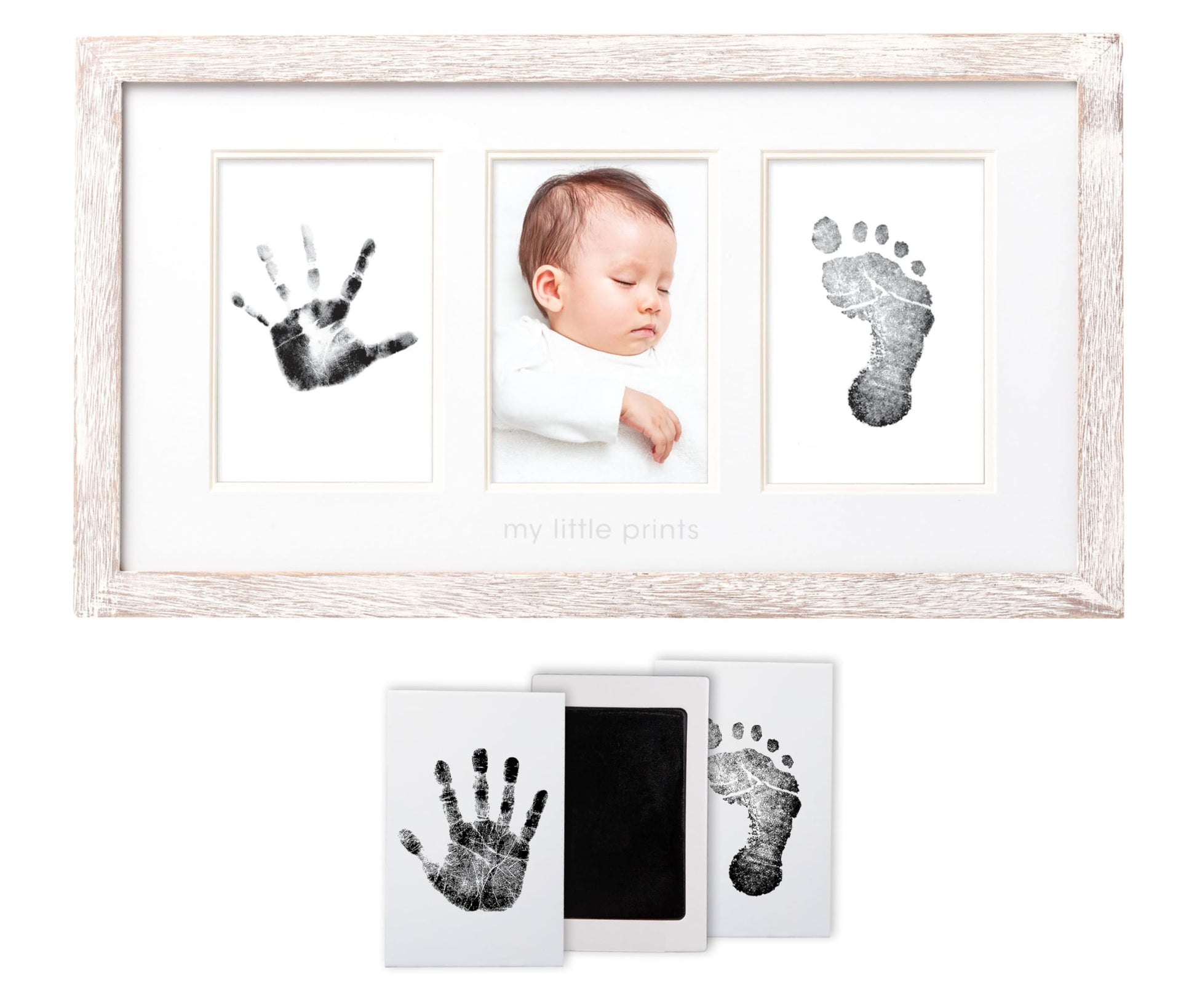 Pearhead My Little Prints Newborn Handprint & Footprint Frame Kit - No Mess Clean Touch Ink Pad, Gender-Neutral Keepsake, Ideal 