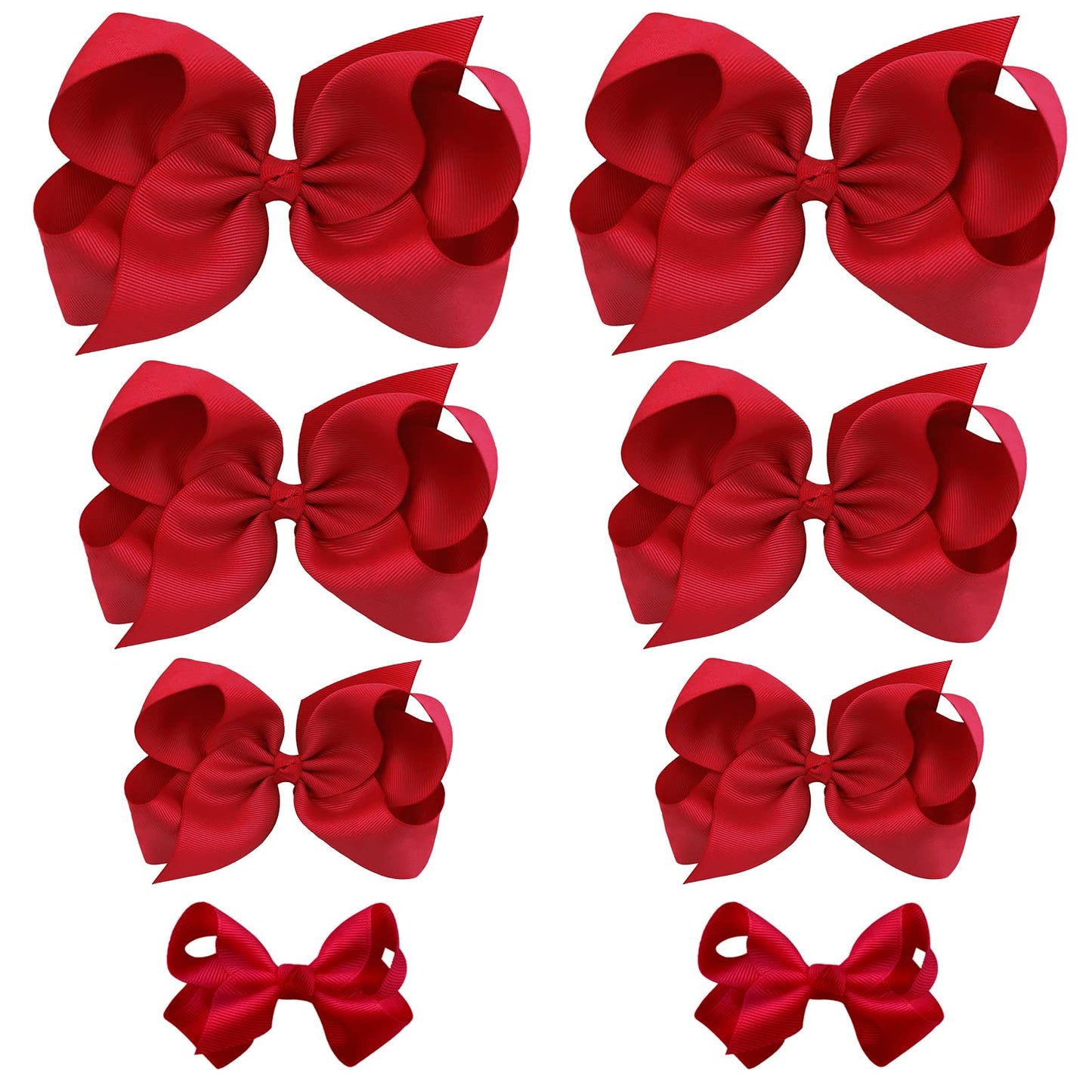 Oaoleer 8Pcs Hair Bows For Girls Red Grosgrain Ribbon Boutique Bow Alligator Clips Hair Accessories For Toddlers Little Girls Ki