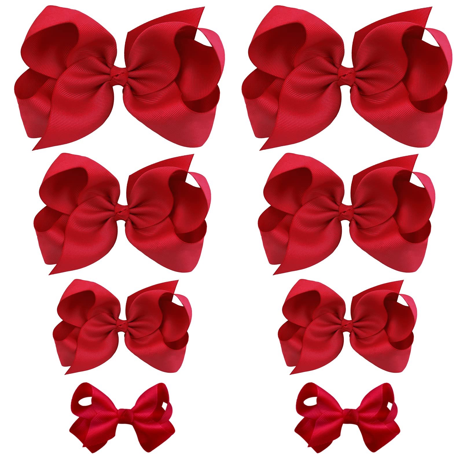 Oaoleer 8Pcs Hair Bows For Girls Red Grosgrain Ribbon Boutique Bow Alligator Clips Hair Accessories For Toddlers Little Girls Ki