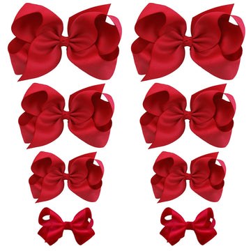 Oaoleer 8Pcs Hair Bows For Girls Red Grosgrain Ribbon Boutique Bow Alligator Clips Hair Accessories For Toddlers Little Girls Ki