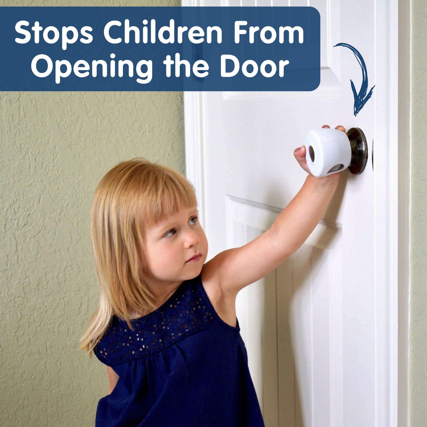 4-Pack Childproof Door Knob Covers - Easy To Install Child Safety Door Knob Cover With No Tools Needed - Reusable, White Baby Pr
