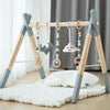 Avrsol Wooden Baby Play Gym Foldable Baby Play Gym Frame Activity Gym Hanging Bar With 5 Gym Baby Toys Natural Gift For Newborn