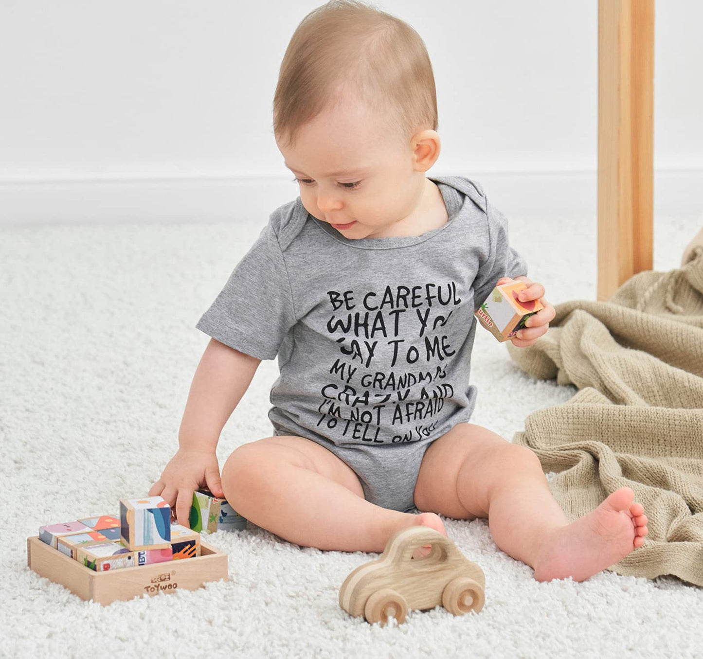 Unicomidea Baby Funny Rompers Softy Infant Bodysuit,My Grandma'S Crazy Letter Jumpsuit Baby Play Suits For 9-12 Months