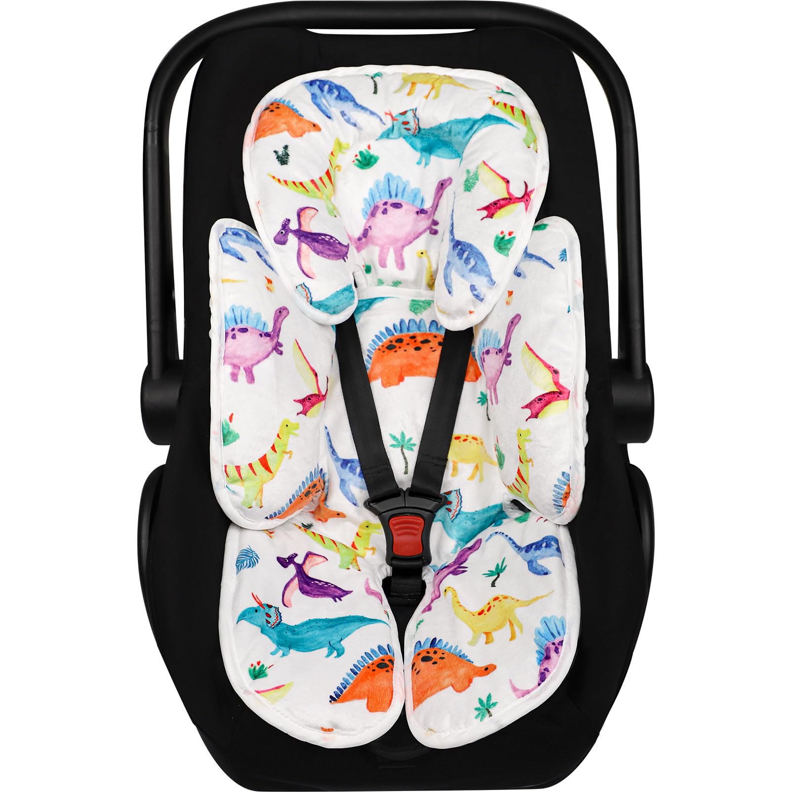 Swesen Baby Car Seat Head & Body Support, Infant Carseat Insert, Newborn Headrest Cushion For Strollers, Bouncers, Swing, Dinosa