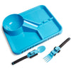 Dinneractive Dining Set For Kids - 3 Piece Construction Themed Toddler Utensils & Toddler Plates - Toddler Forks And Spoons - Ki