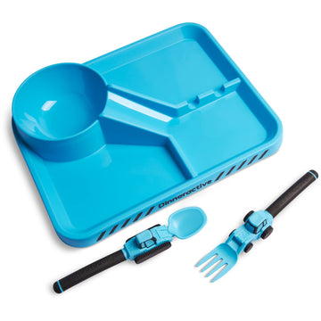 Dinneractive Dining Set For Kids - 3 Piece Construction Themed Toddler Utensils & Toddler Plates - Toddler Forks And Spoons - Ki